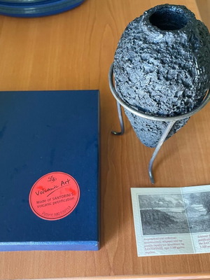 Decorative pot new from volcanic lava