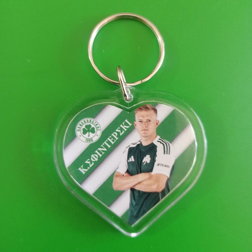 Panathinaikos Heart Keychain new, double-sided with photos