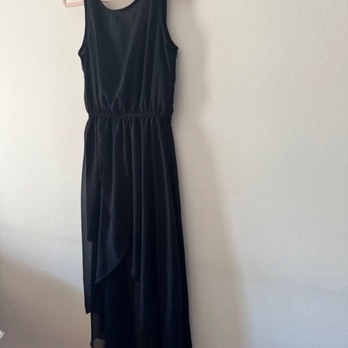 Black Asymmetrical Dress like new, chiffon, mini/maxi