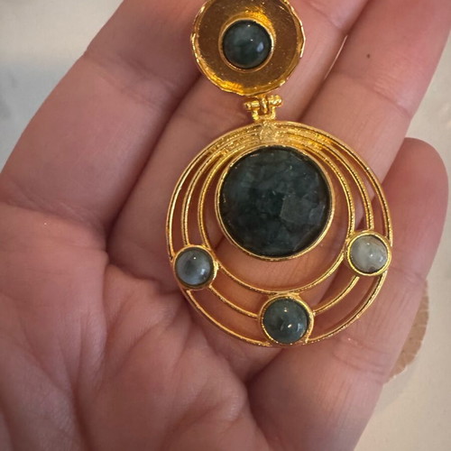 Evita Peroni earrings new, blue and gold