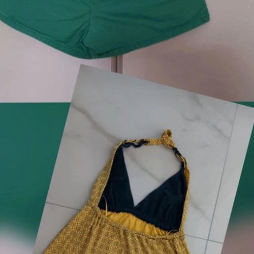 Attrattivo set size S like new, green shorts and mustard halter top