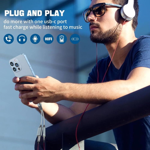 DAC USB C to 3.5mm Aux Adapter with 60W Fast Charging