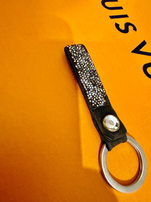 Swarovski keychain used, black and silver