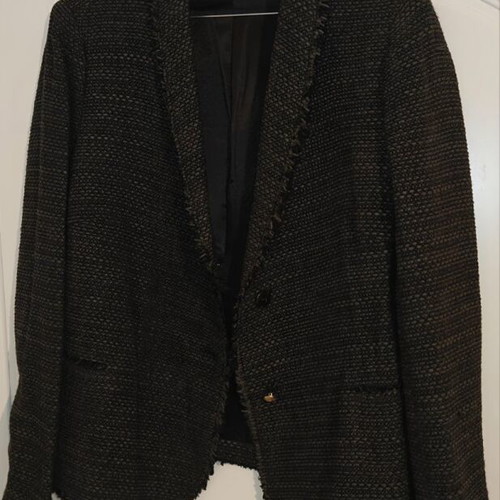 Zara jacket size XL with fringes like new, black and gray
