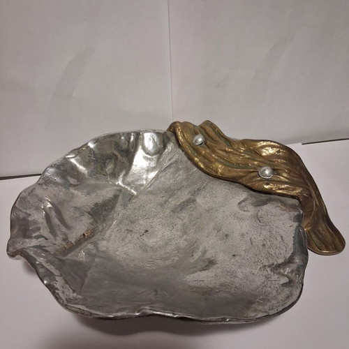 Ventouri Vintage Sculpted Platter, Alpaca & Brass, Mid-Century 1960–70