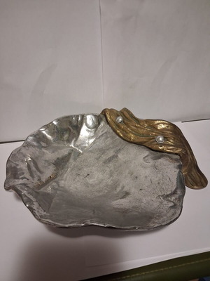 Ventouri Vintage Sculpted Platter, Alpaca & Brass, Mid-Century 1960–70