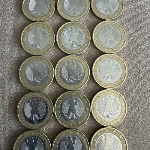 Germany Euro Coin Collection used, 48 pieces 2, 1 and 0.50 euro