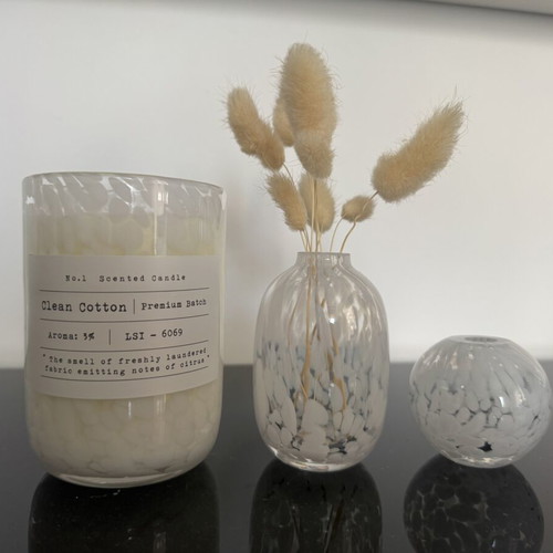 H&M decorative set – scented candle & glass jars