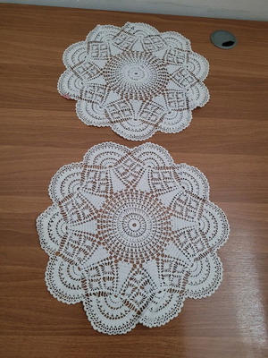 Crochet lace doilies with beautiful embroidery design