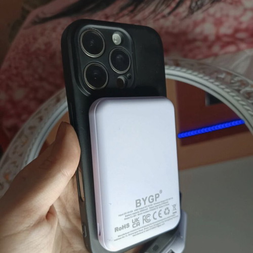 Purple Magnetic Power Bank with Wireless Charging
