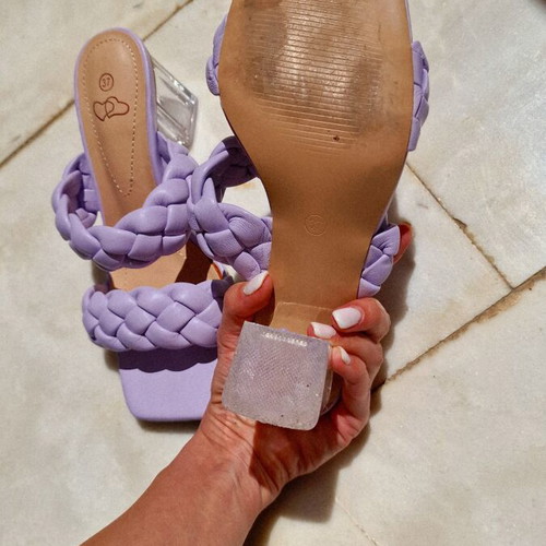 Block heel mules lavender color size 37 like new
