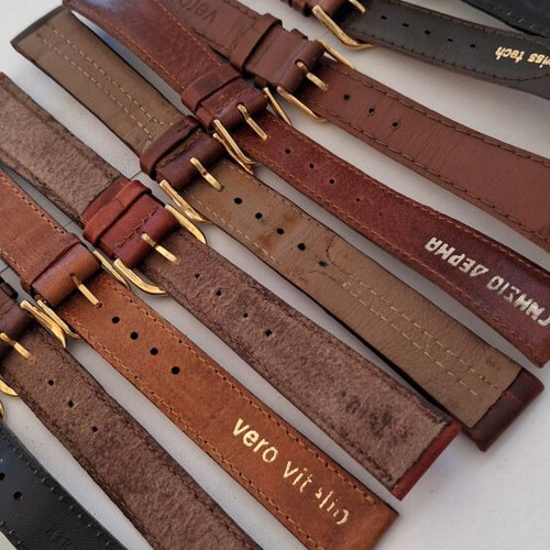 Leather retro watch straps set of 10 like new, various sizes