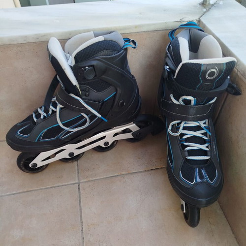 Oxelo Fit 5 Inline Skates for Men like new, black and blue