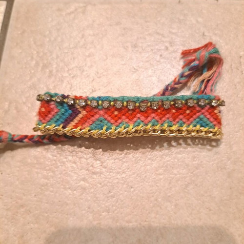 Ethnic bracelet handmade, like new, multicolored and gold