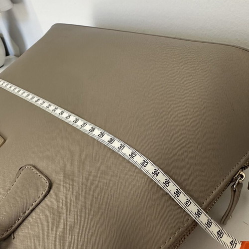 Handbag beige used with shoulder strap and zipper pockets