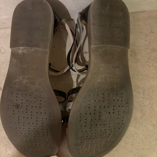 Geox girls' sandals size 35 used, black and silver with zipper