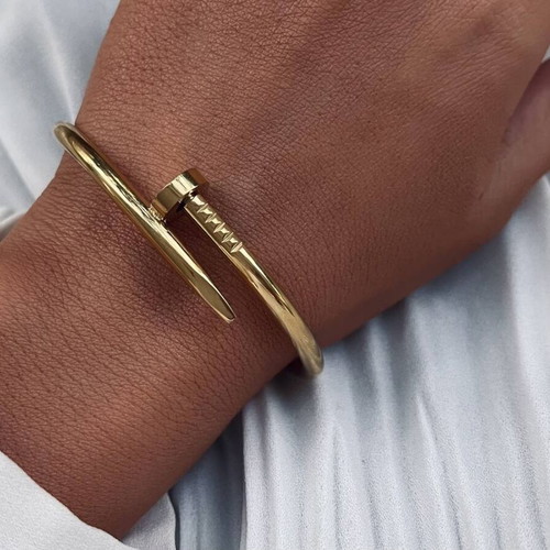 Eldor Jewellery Gold Bangle new, stainless steel with hinged lock