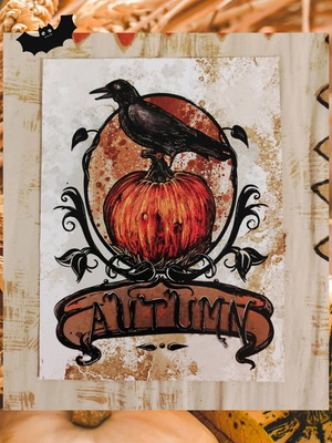 Autumn original art print on velvet matt paper, like new