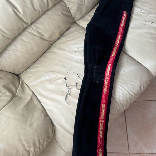 Sik Silk men's black small denim pants with red stripe in excellent condition