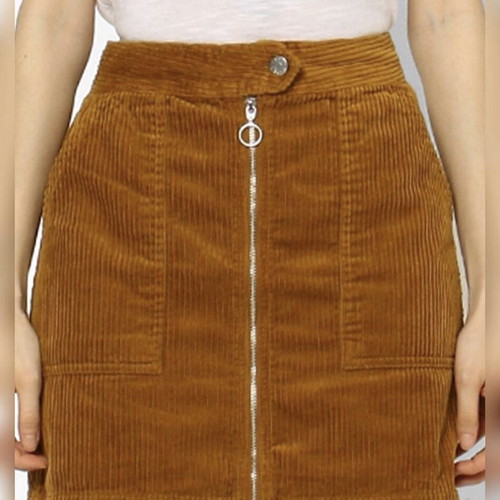 Velvet ribbed mini skirt caramel color size M like new
