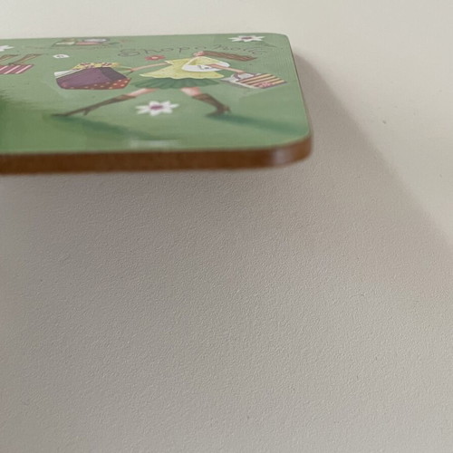 Vintage cork coaster with fashion shopping design