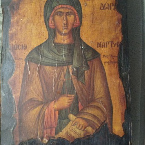 Wooden icon of Saint Theodora like new, 19.5 x 14.5 cm