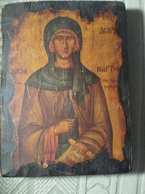 Wooden icon of Saint Theodora like new, 19.5 x 14.5 cm