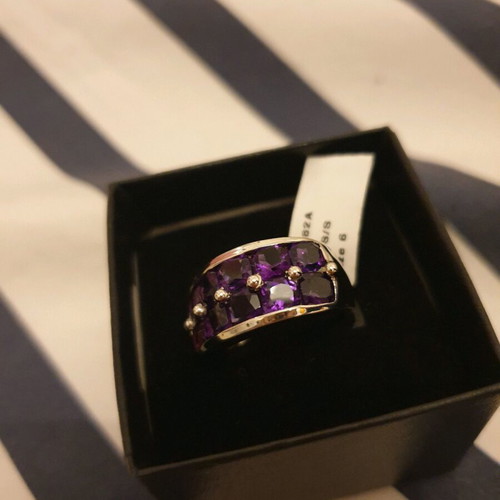 Silver 925 ring new with purple stones