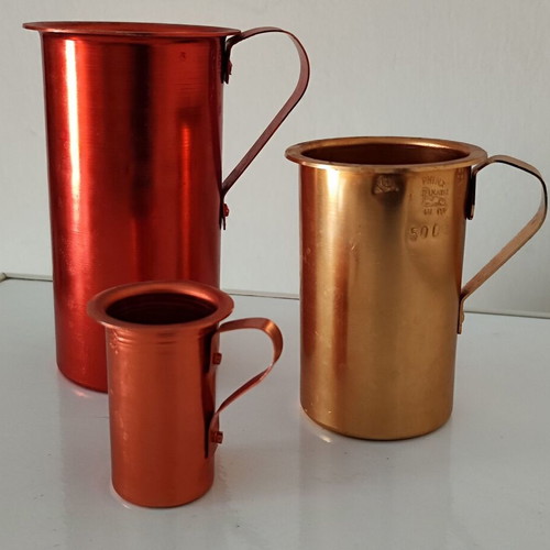 Set of 3 Vintage Wine Measures (Katrousto) with Authentic Control Stamps