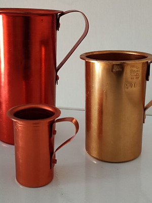 Set of 3 Vintage Wine Measures (Katrousto) with Authentic Control Stamps