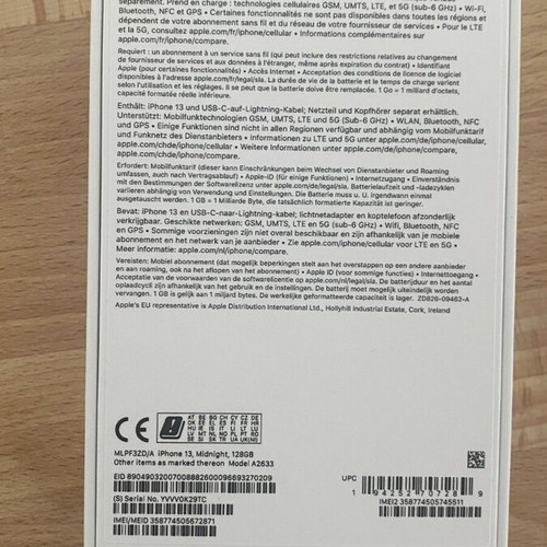 Apple iPhone 13 128GB 5G smartphone, black, iOS 26
