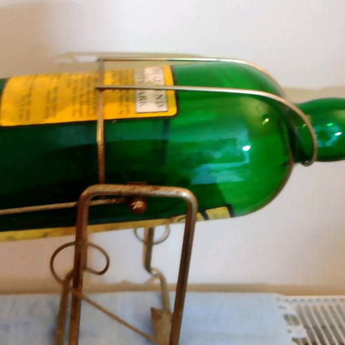 Vintage empty Cutty Sark whisky bottle 1 gallon with metal pourer and cradle used