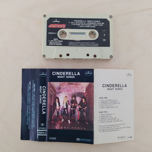 Cinderella Night Songs 1987 audio cassette used, Greek edition