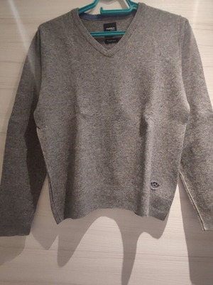 Γυναικείο μάλλινο πουλόβερ καινούργιο, μέγεθος L, γκρι και μπλε