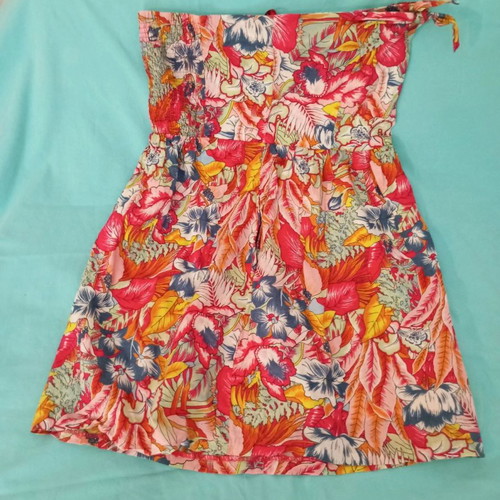 Floral Blanco dress strapless used, cotton fabric