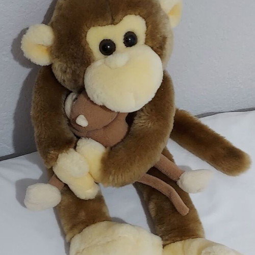 Plush monkey mom and baby soft, like new, 44 cm height