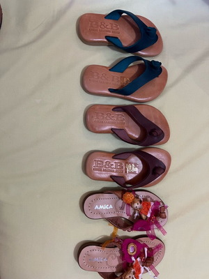 Handmade leather kids' flip-flops new, pack of 3 pairs size 24