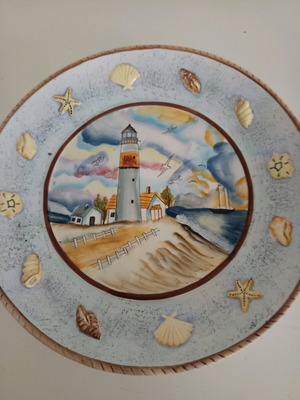 Decorative ceramic platter with sea life theme like new