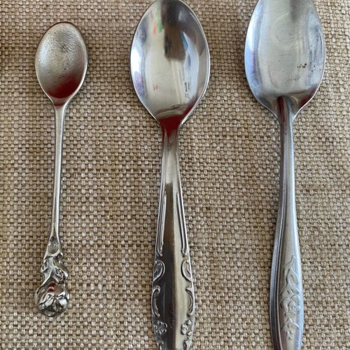 Vintage small tea spoons and fork used, pack of 10