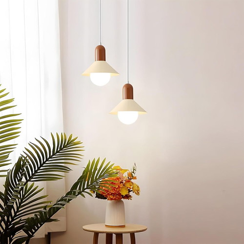 Niuniaj Hanging Ceiling Lamp E27, adjustable cable 150 cm, cream and brown