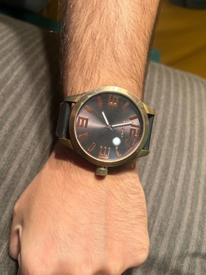 Oozoo wristwatch men's used, black and bronze