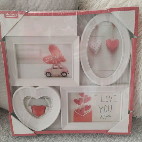 Vintage white 4-photo frame new