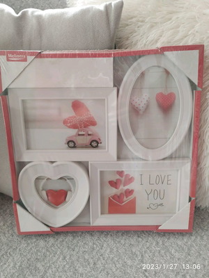 Vintage white 4-photo frame new