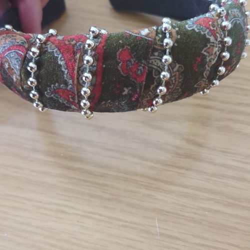 Victorian style headband new, velveteen with pattern