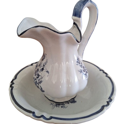 Large pitcher (lavomano) with plate new, handmade earthenware