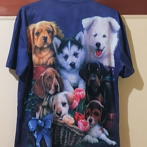 Summer men's t-shirt like new, XXL, multicolor with dog print