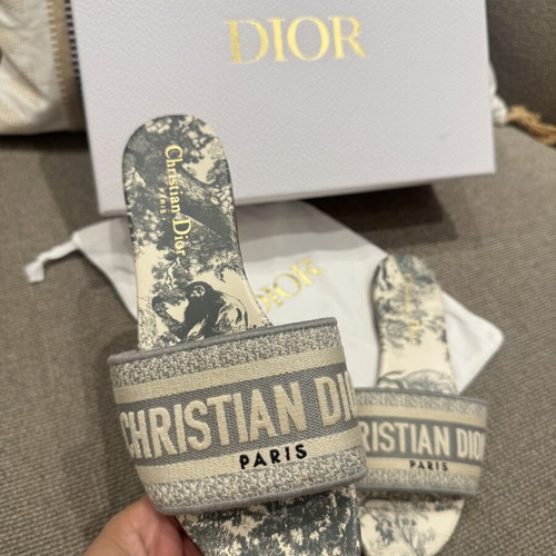 Christian Dior Dway Toile de Jouy Slides Size 37 New with Box