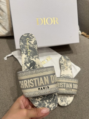 Christian Dior Dway Toile de Jouy Slides Size 37 New with Box