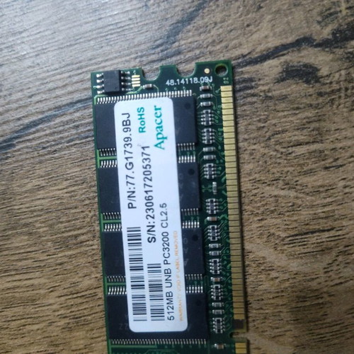 Apacer 512 MB used RAM memory