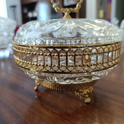 Crystal fondue dish like new with gold details